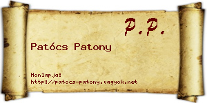 Patócs Patony névjegykártya
